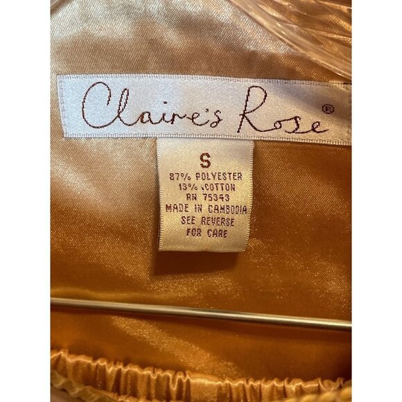 Vintage Claire’s Rose Champagne Embroidered Flannel Lined Pajama Set Sz S - Picture 7 of 12